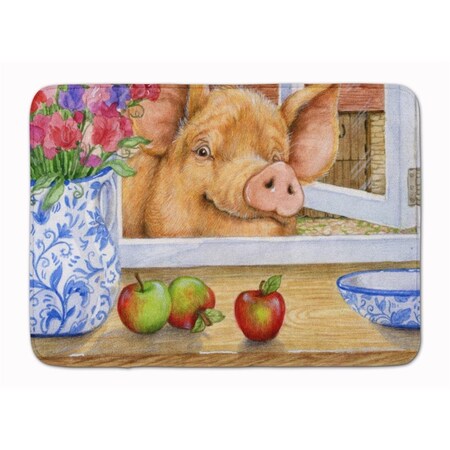 Carolines Treasures Pig trying to reach the Apple Machine Washable Memory Foam Mat CDCO0352RUG